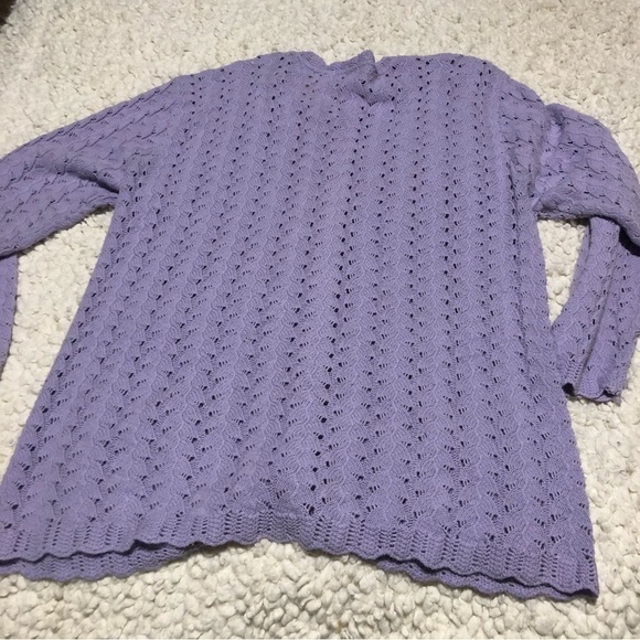 VINTAGE carly blake purple knit cardigan sweater womens size large full button - Picture 8 of 9